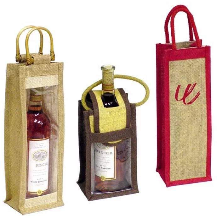 Jute Single Bottle Wine Bag